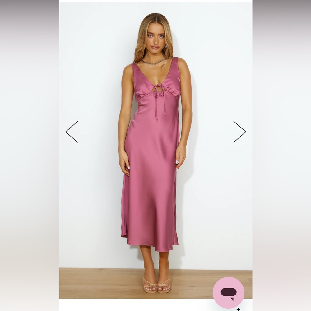 Pink silk Midi Dress - Hello Molly Love To Amaze Midi Dress Pink